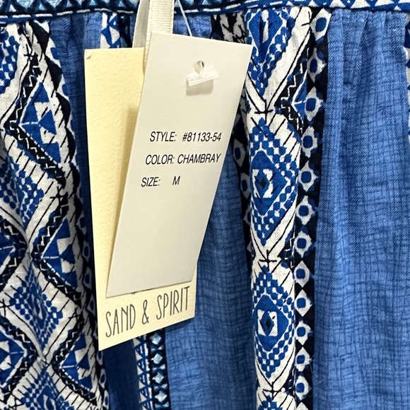 Sand and Spirit Blue Patterned Maxi Dress with LaceTrim - Picture 3 of 7